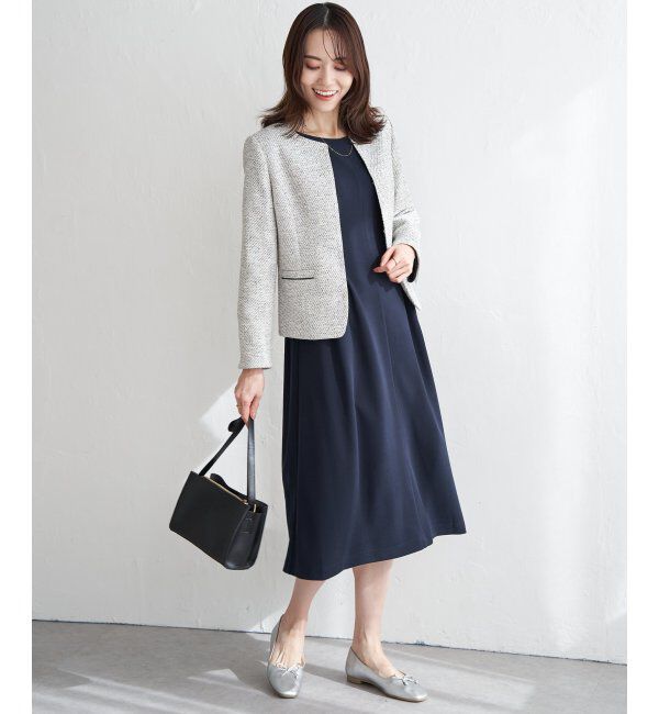 IKKA LOUNGE「カットジョーゼットタックワンピース」|ドレス|