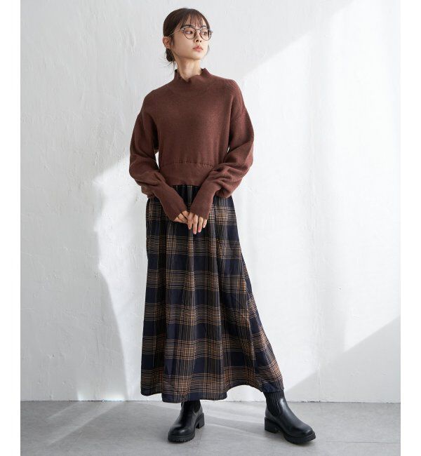 Lbc with Life「ニットドッキングワンピ」|ワンピース|ブラウン