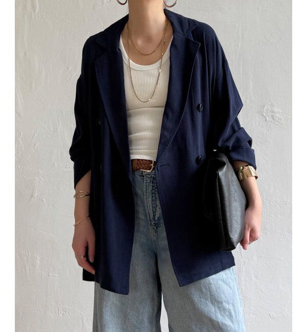 Lbc with Life「【セットアップ対応】レーヨン麻ダブルジャケットコート」|ブルゾン・スタジャン|