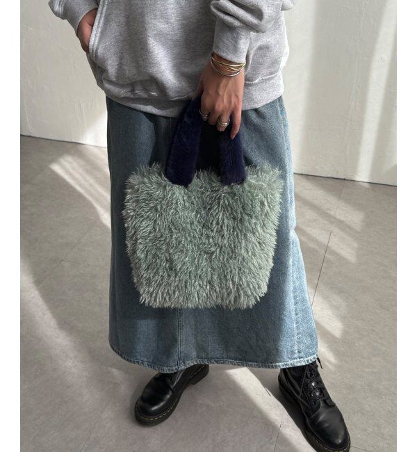 Lbc with Life「エコファーカラー持ち手トートバッグ」|その他|ミントグリーン