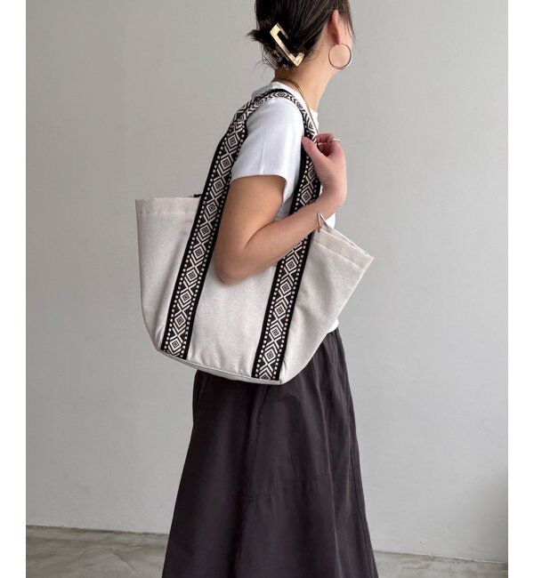 Lbc with Life「キャンバスエスニックテープトートバッグ」|その他|ベージュ