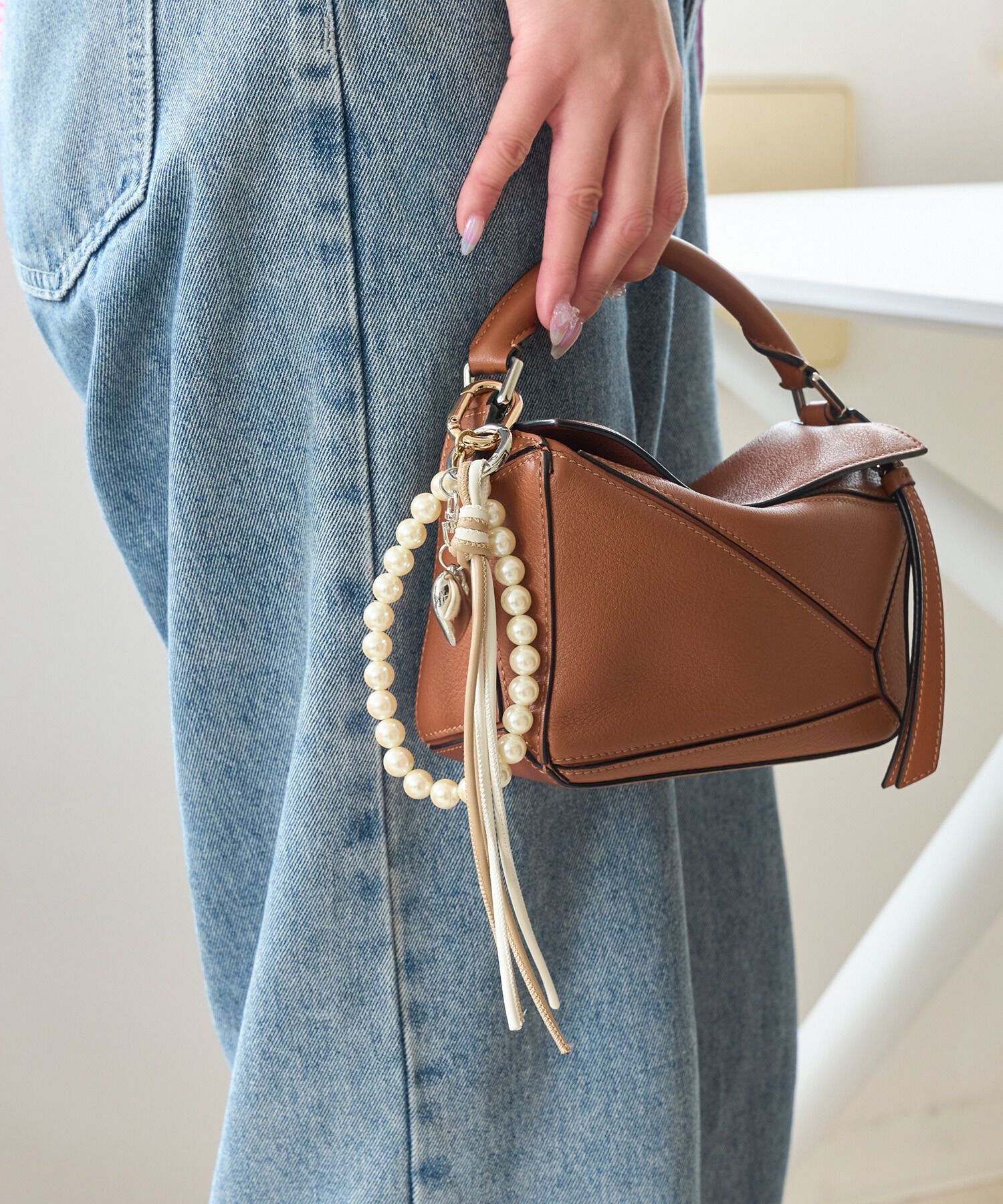 Phoebe「ハートバイカラーレザーコードバッグチャーム」|チャーム・キーホルダー|