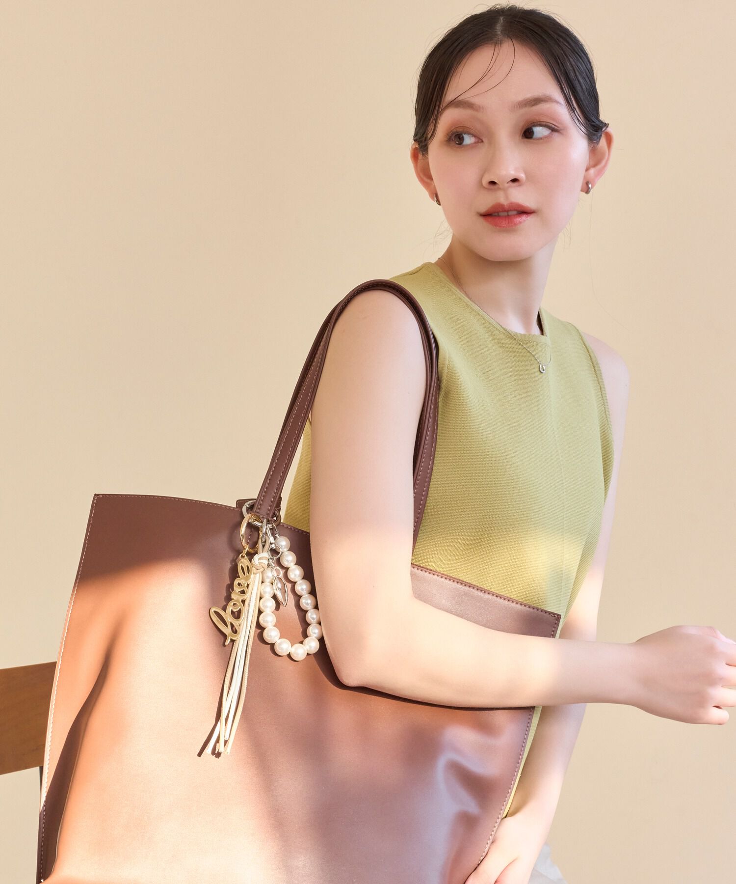 Phoebe「ハートバイカラーレザーコードバッグチャーム」|チャーム・キーホルダー|