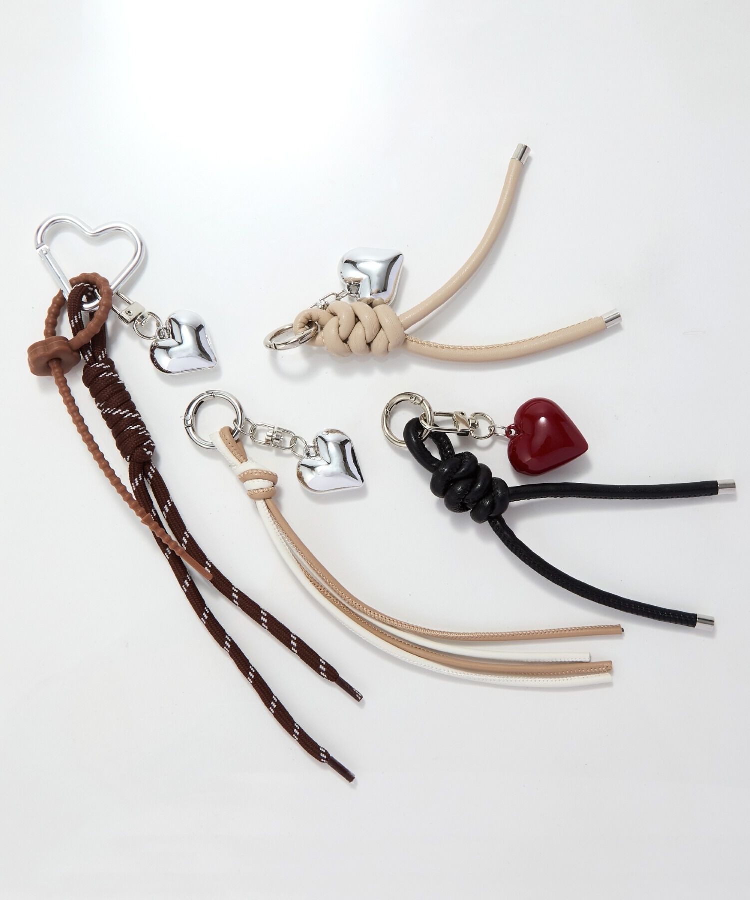 Phoebe「ハートバイカラーレザーコードバッグチャーム」|チャーム・キーホルダー|