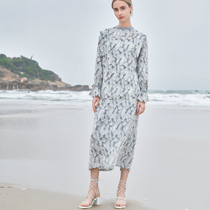 BACKYARD FAMILY「MIND カットジャガードブラウス 通販 ブラウス 長袖 レディース キャンディスリーブ」|シャツ・ブラウス|