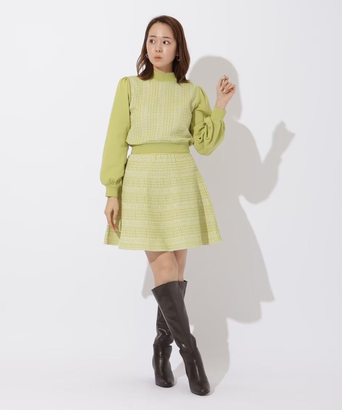 アンドクチュール「ジャガードニットミニスカート」|台形|