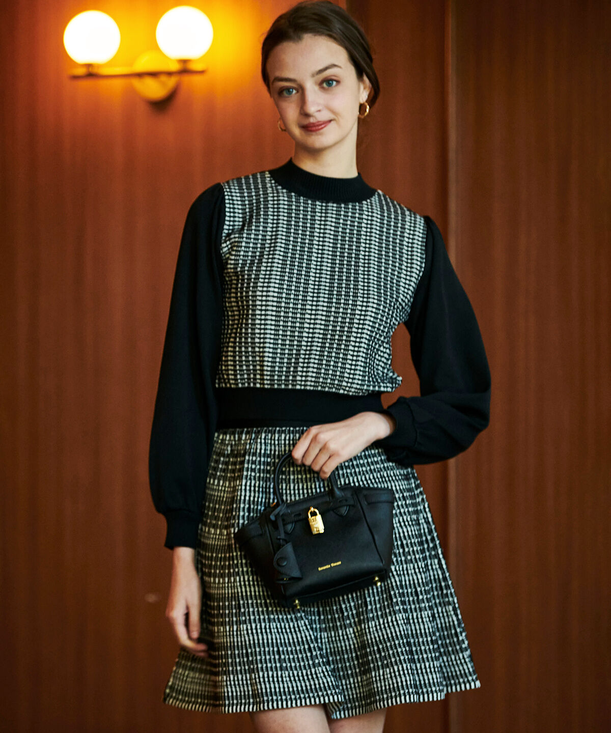 アンドクチュール「ジャガードニットミニスカート」|台形|