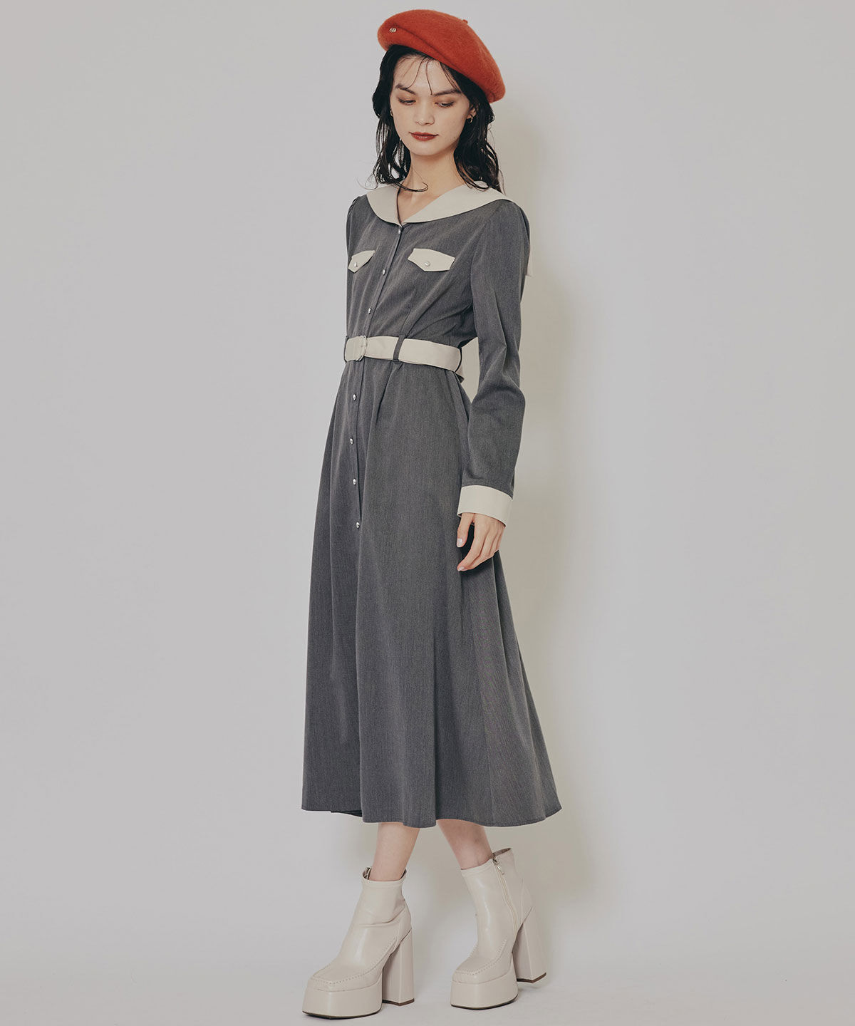 REDYAZEL「BIGセーラーカラーロングワンピース」|ワンピース|