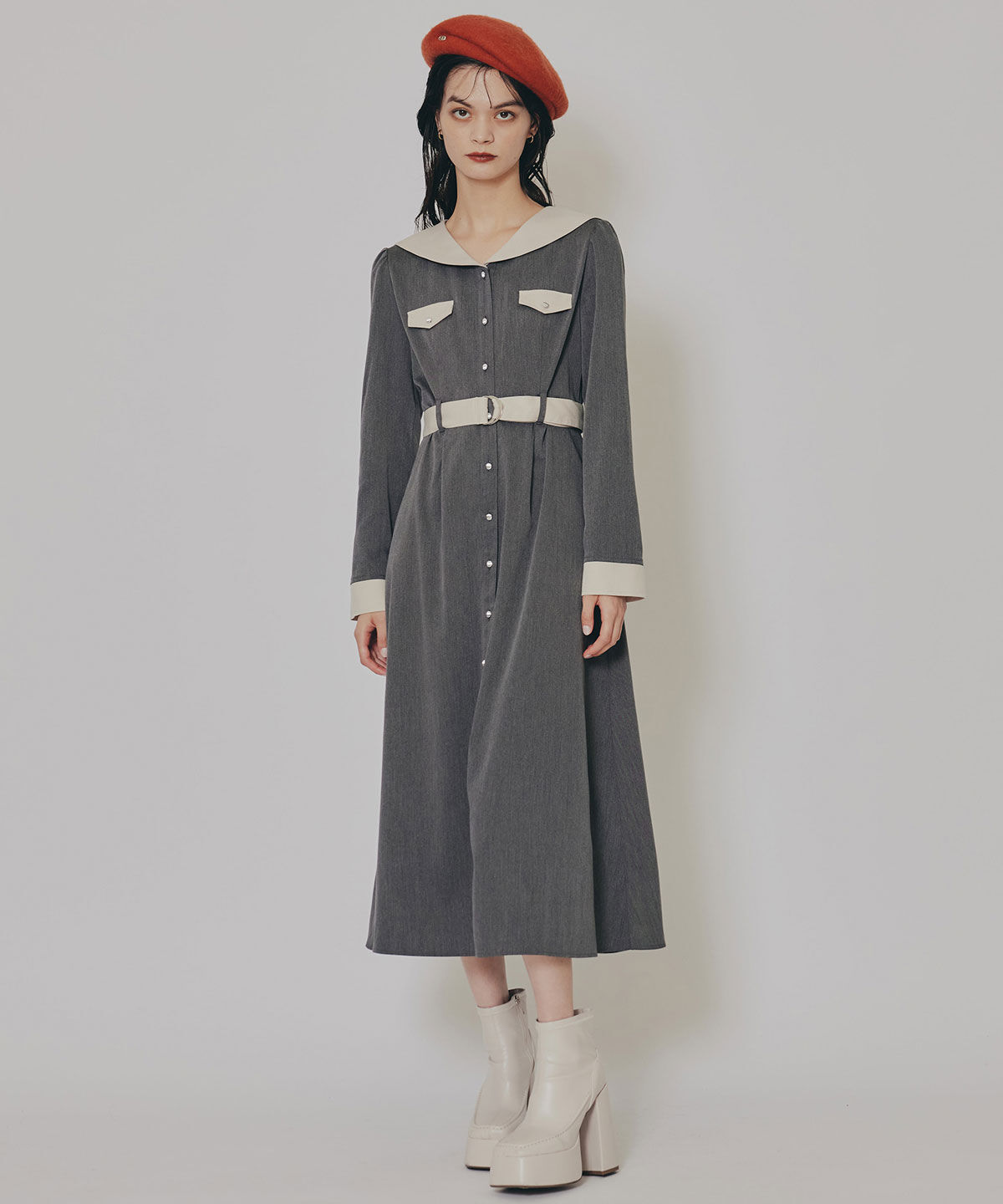 REDYAZEL「BIGセーラーカラーロングワンピース」|ワンピース|