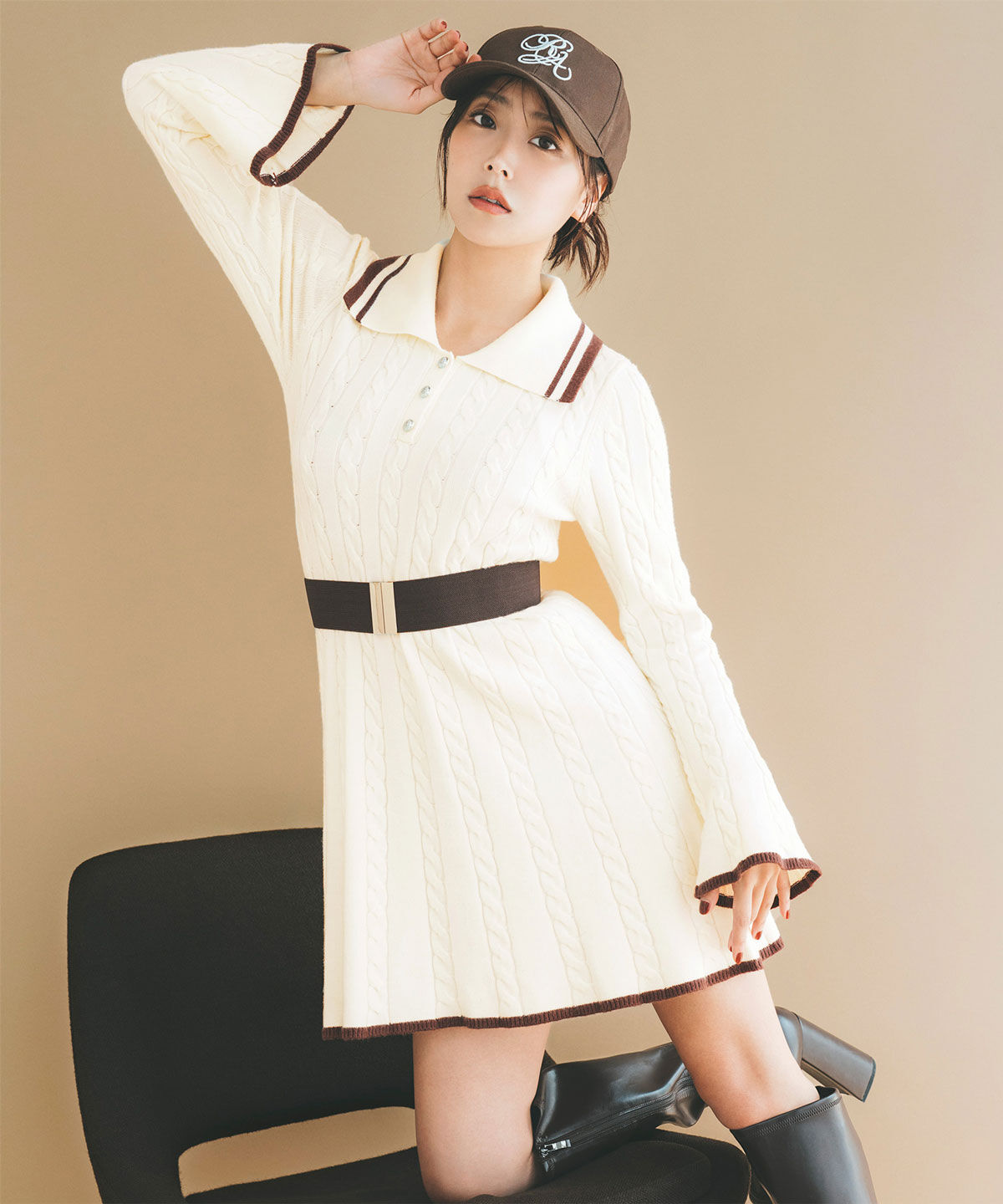 REDYAZEL「ラインケーブルミニニットワンピース」|ワンピース|