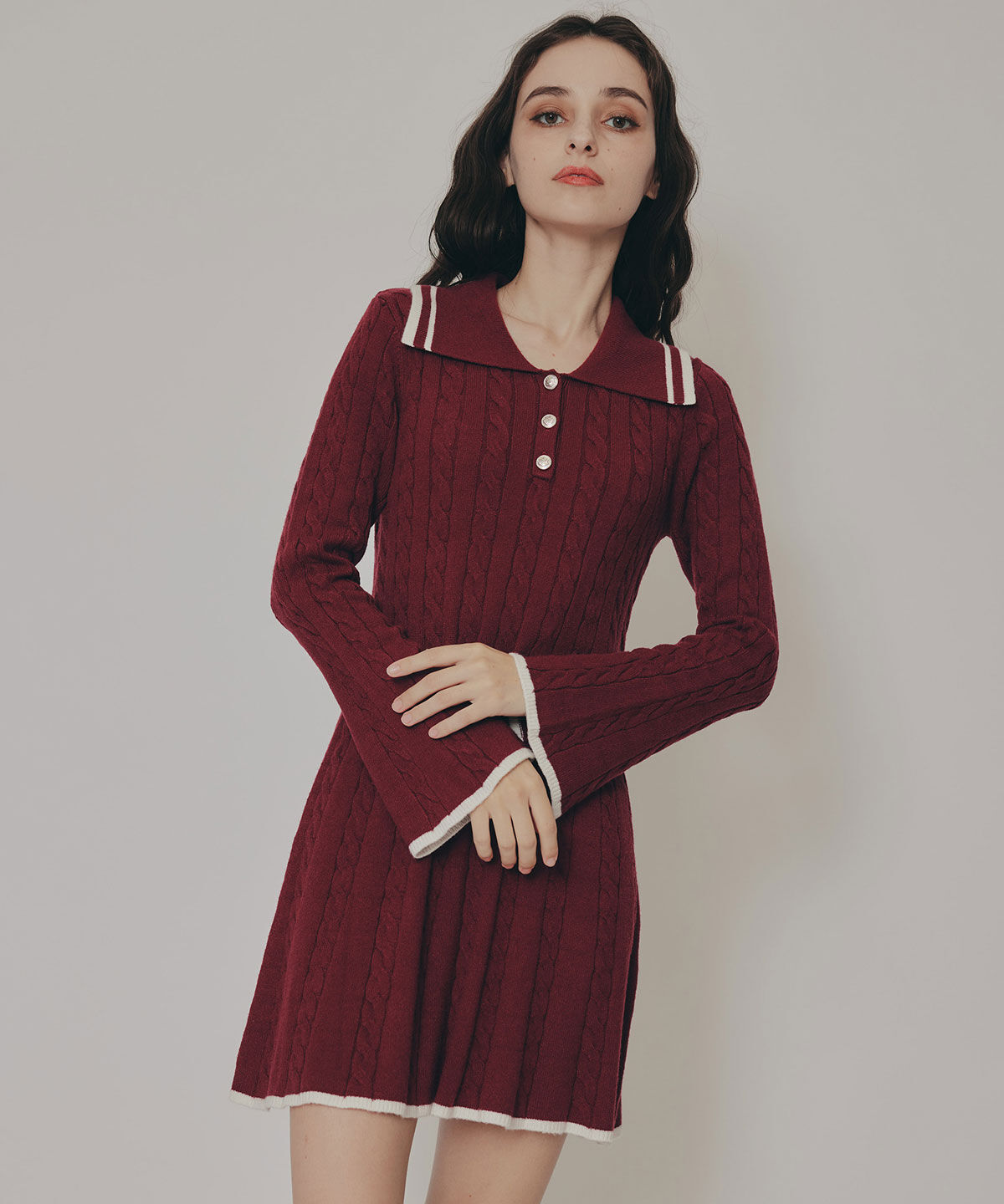 REDYAZEL「ラインケーブルミニニットワンピース」|ワンピース|