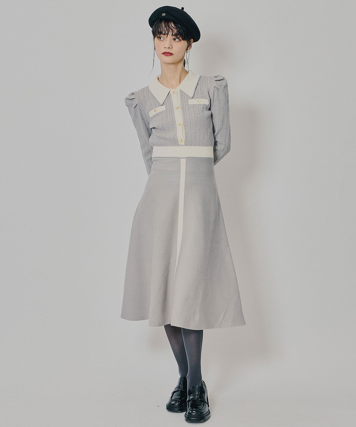 REDYAZEL「マルチケーブルバイカラーニットワンピース」|ワンピース|