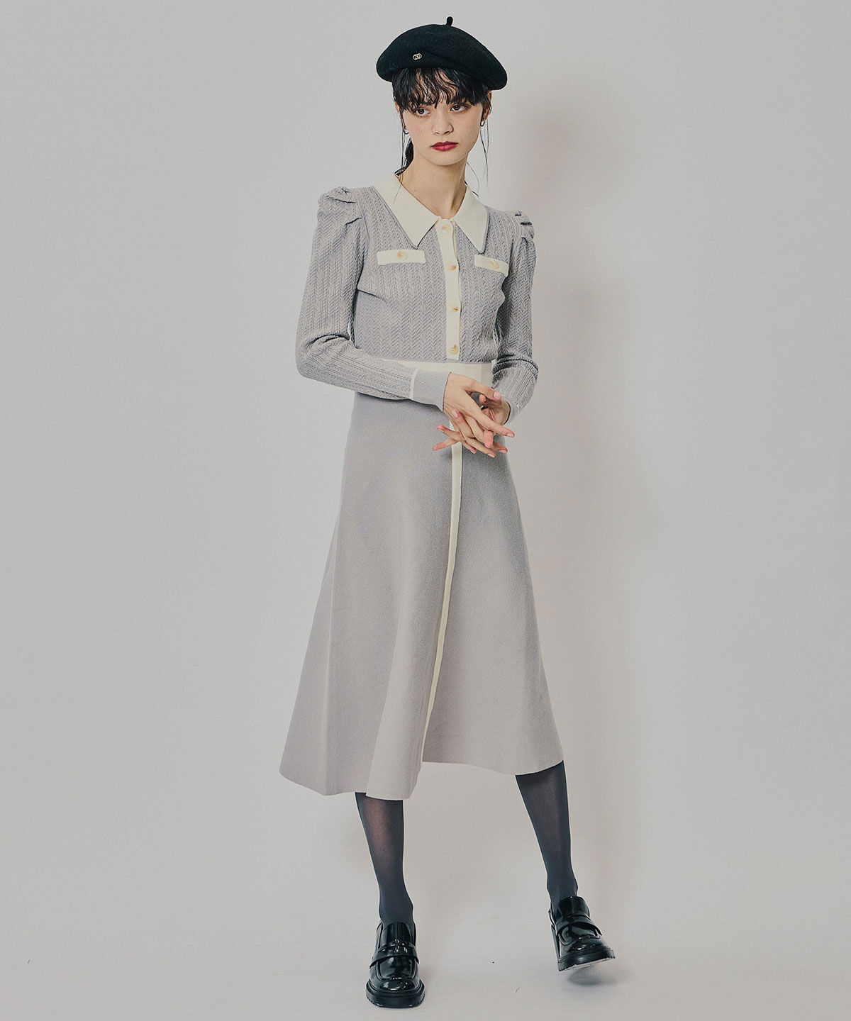 REDYAZEL「マルチケーブルバイカラーニットワンピース」|ワンピース|