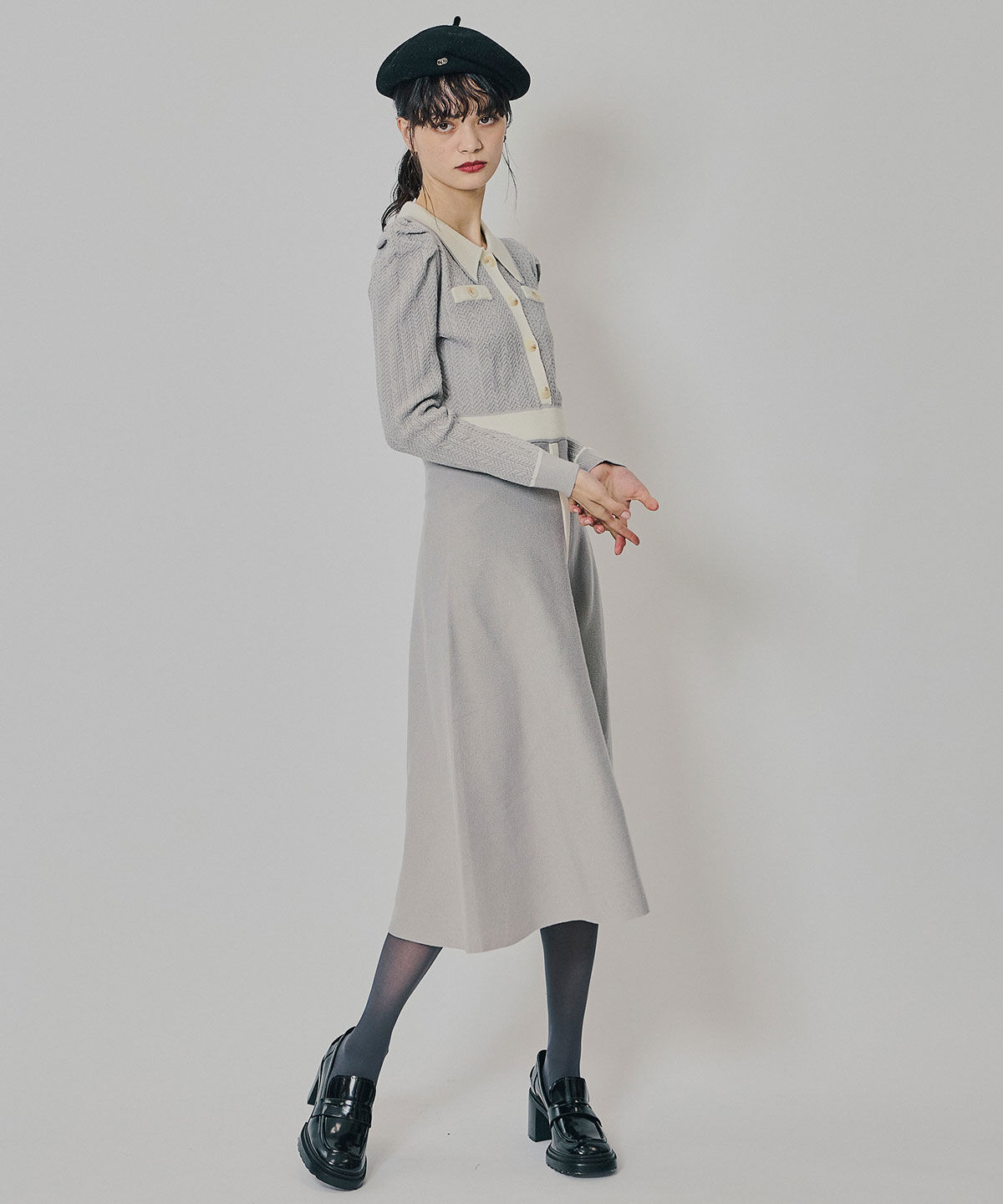 REDYAZEL「マルチケーブルバイカラーニットワンピース」|ワンピース|