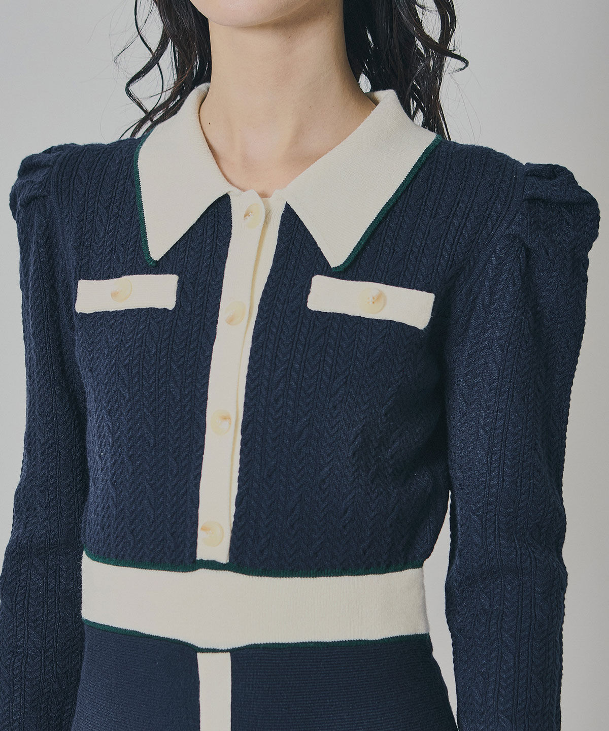 REDYAZEL「マルチケーブルバイカラーニットワンピース」|ワンピース|