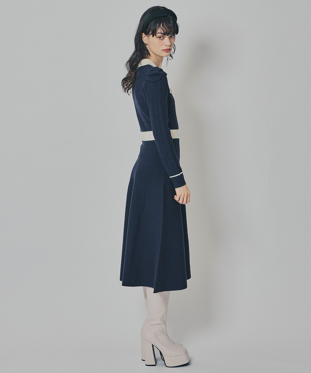 REDYAZEL「マルチケーブルバイカラーニットワンピース」|ワンピース|