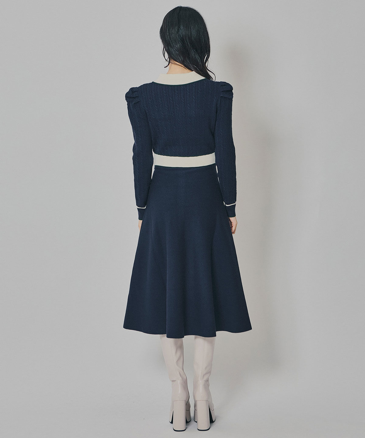 REDYAZEL「マルチケーブルバイカラーニットワンピース」|ワンピース|