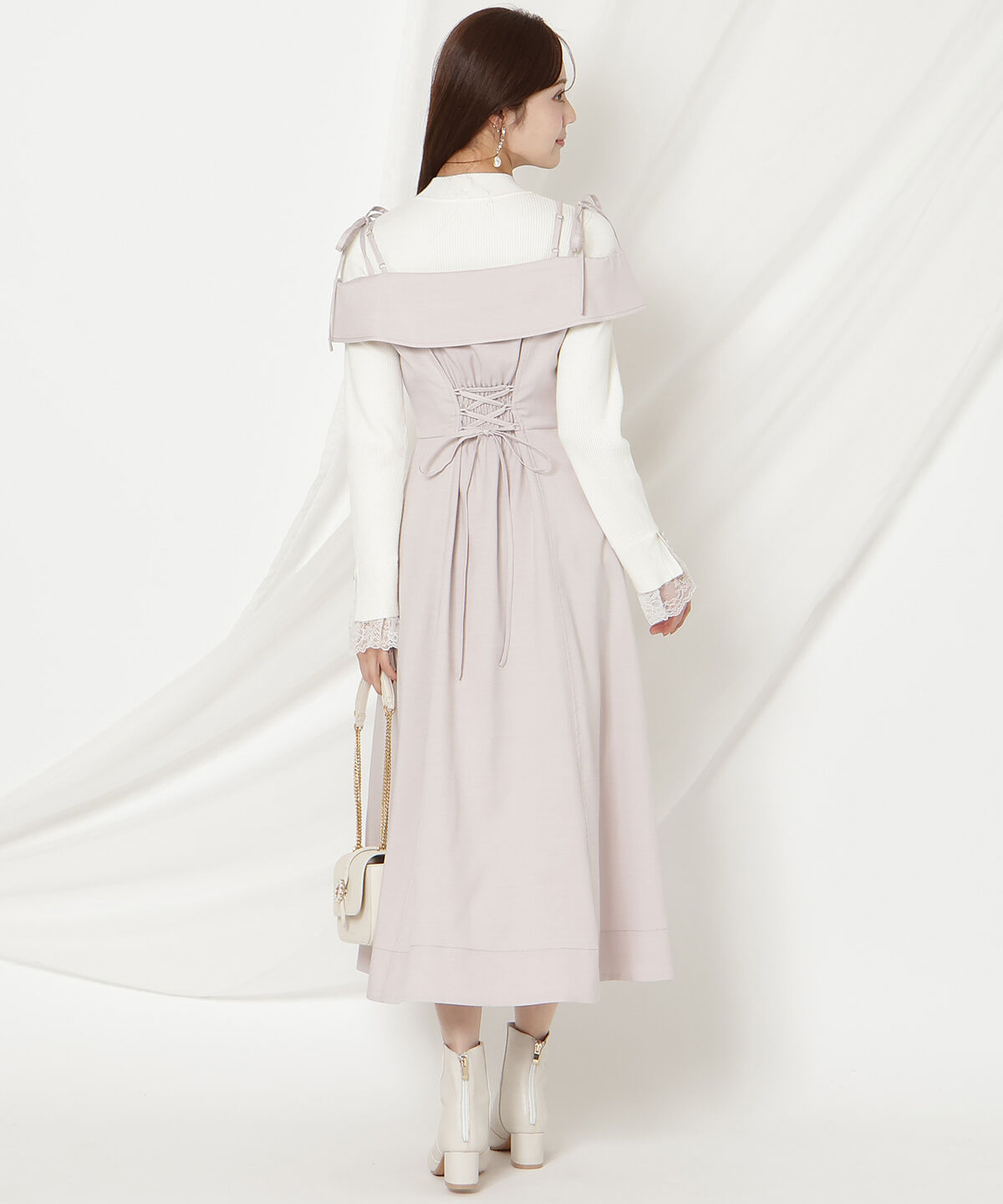 WILLSELECTION「リボンストラップオフショルキャミワンピース」|ワンピース|