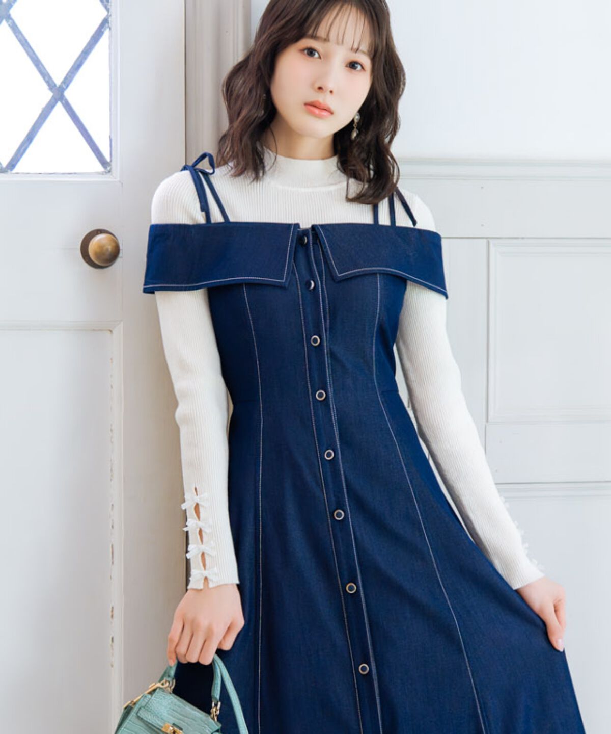 WILLSELECTION「リボンストラップオフショルキャミワンピース」|ワンピース|