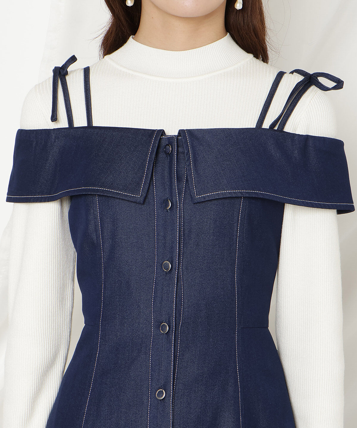 WILLSELECTION「リボンストラップオフショルキャミワンピース」|ワンピース|