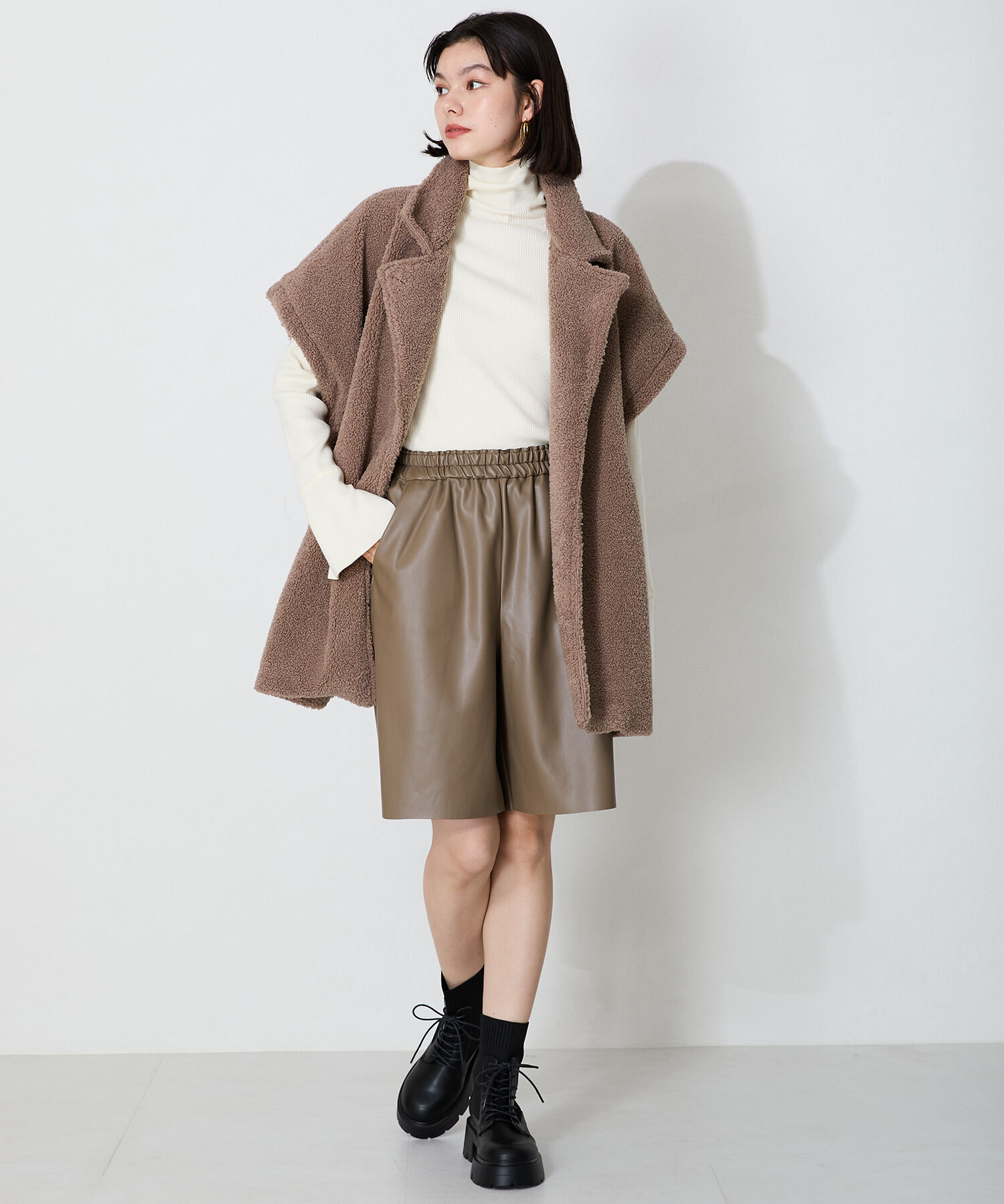 ORiental TRaffic「ニット ソックス レースアップブーツ/41431 厚底 柔らかい」|ショートブーツ|