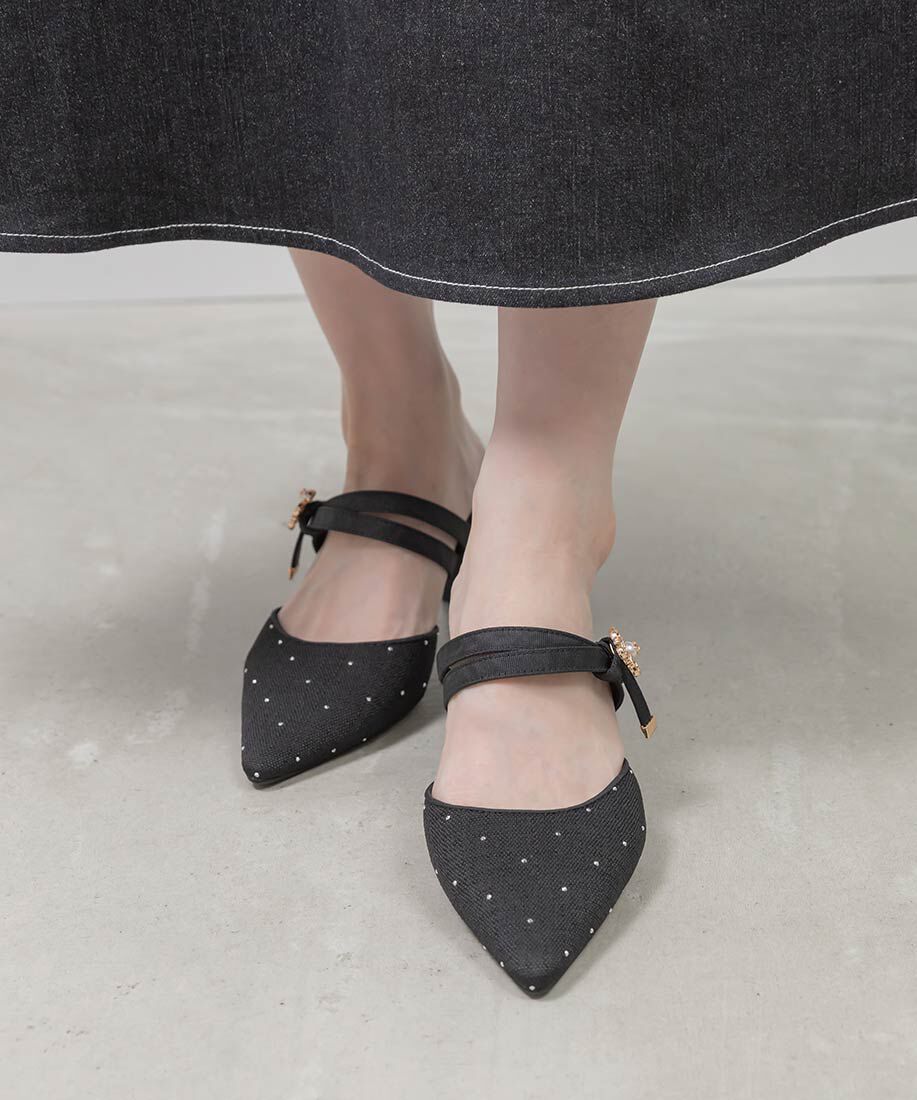  「モノグラムパールミュールパンプス」|パンプス|