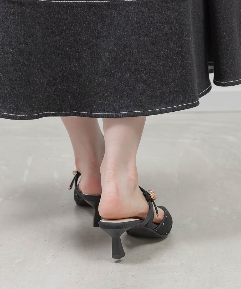  「モノグラムパールミュールパンプス」|パンプス|