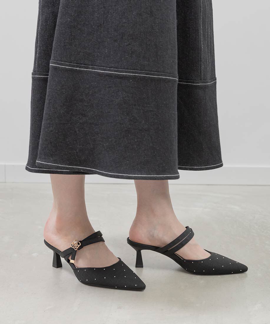  「モノグラムパールミュールパンプス」|パンプス|