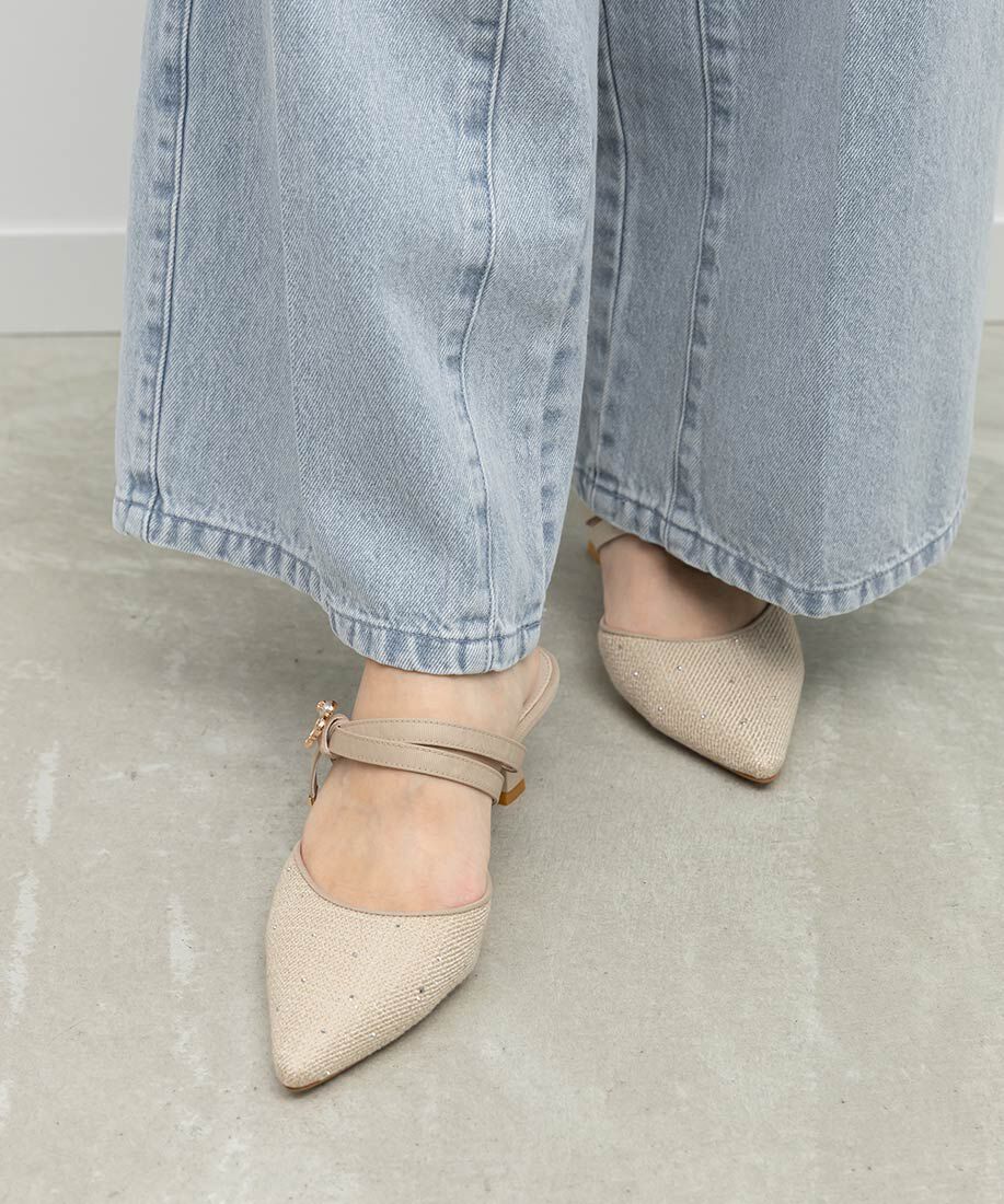  「モノグラムパールミュールパンプス」|パンプス|