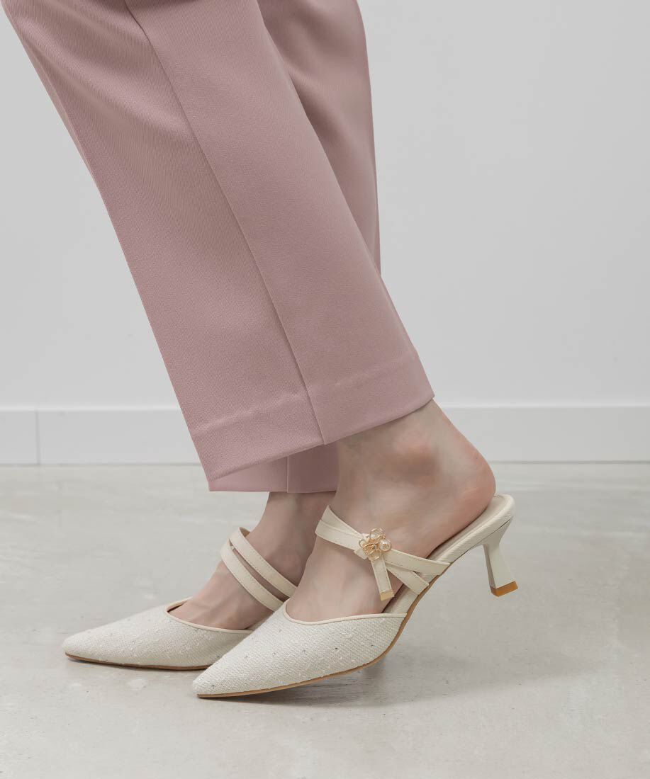  「モノグラムパールミュールパンプス」|パンプス|