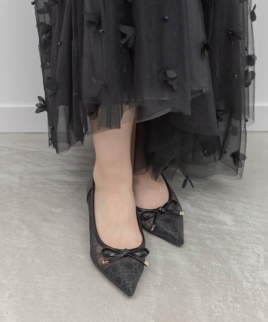  「グリッターラインチュールパンプス」|パンプス|