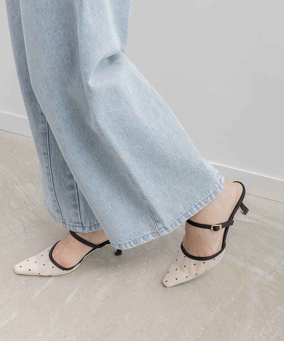  「ビジューバックルシアーミュールパンプス」|パンプス|アイボリー