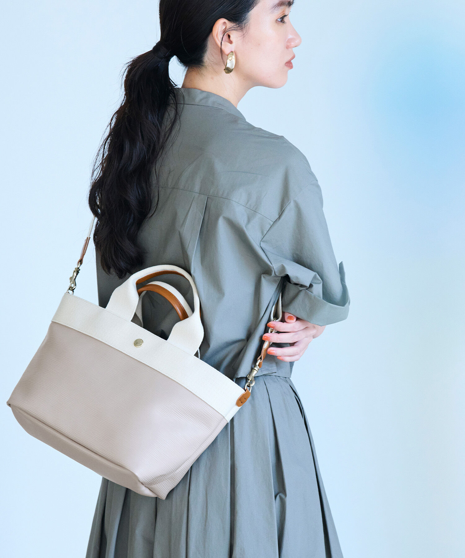 TOPKAPI BREATH「【人気色が限定復活！】【Breath TOPKAPI】RIPPLE リプル トート バッグ M（ショルダー付き）」|トートバッグ|ペールベージュ