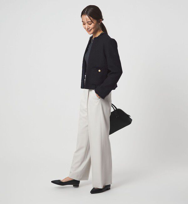 UNITED ARROWS green label relaxing「ツイードライク ノーカラー ジャケット」|ノーカラージャケット|