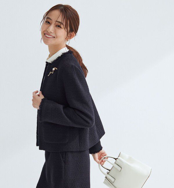 UNITED ARROWS green label relaxing「ツイードライク ノーカラー ジャケット」|ノーカラージャケット|