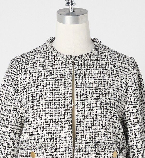 UNITED ARROWS green label relaxing「ツイードライク ノーカラー ジャケット」|ノーカラージャケット|