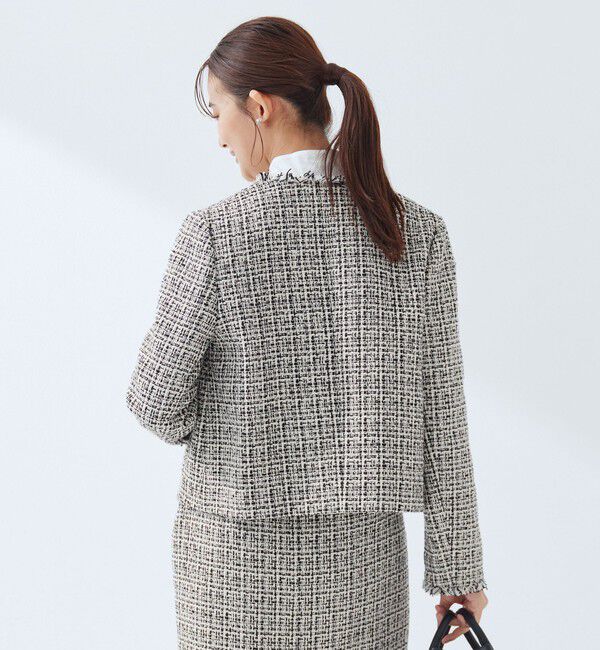 UNITED ARROWS green label relaxing「ツイードライク ノーカラー ジャケット」|ノーカラージャケット|