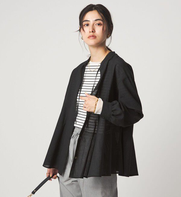 UNITED ARROWS green label relaxing「［size SHORTあり］ミルフィーユ フレア ブラウス」|シャツ・ブラウス|BLACK