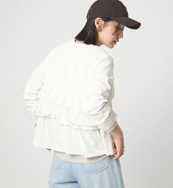 UNITED ARROWS green label relaxing「【WEB限定】＜at ease＞フロント フリル プルオーバー カットソー」|Tシャツ・カットソー|