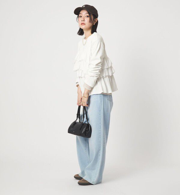 UNITED ARROWS green label relaxing「【WEB限定】＜at ease＞フロント フリル プルオーバー カットソー」|Tシャツ・カットソー|