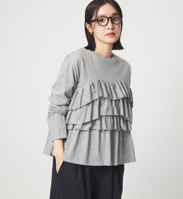 UNITED ARROWS green label relaxing「【WEB限定】＜at ease＞フロント フリル プルオーバー カットソー」|Tシャツ・カットソー|