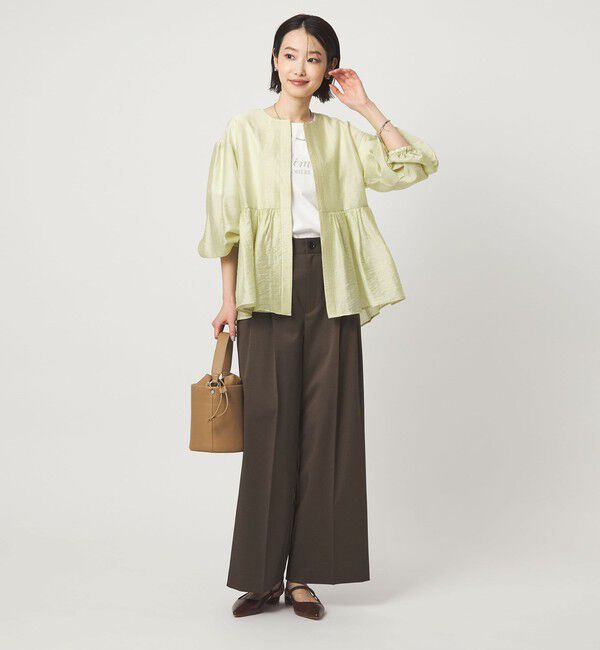UNITED ARROWS green label relaxing「［size SHORTあり］fleurie(フルリー) シアー ノーカラー ジャケット 接触冷感」|ノーカラージャケット|