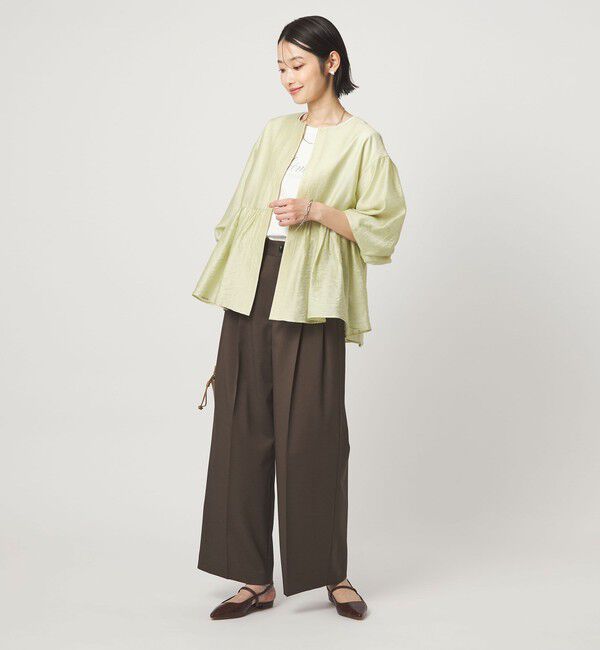 UNITED ARROWS green label relaxing「［size SHORTあり］fleurie(フルリー) シアー ノーカラー ジャケット 接触冷感」|ノーカラージャケット|