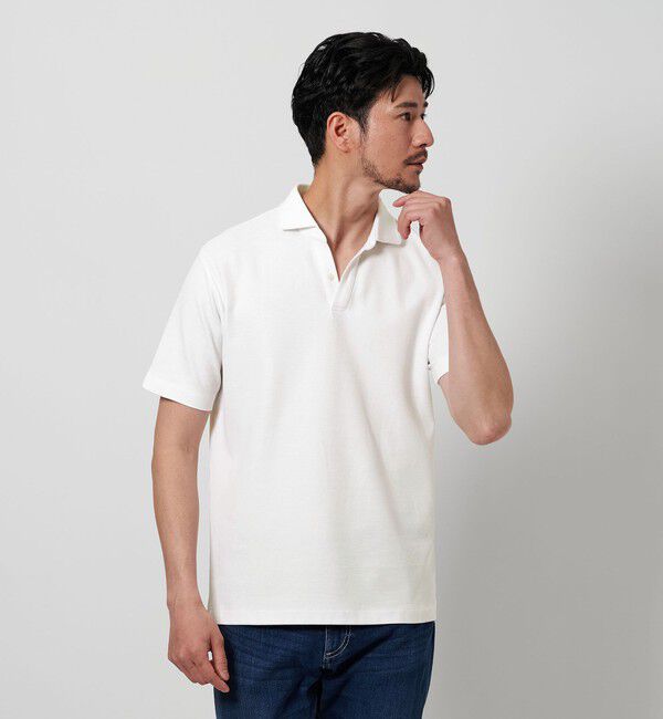 BEAUTY&YOUTH UNITED ARROWS「【WEB限定 WARDROBE SMART】ステイ クリーン ピケ スキッパー ポロシャツ【抗菌防臭】」|ポロシャツ|