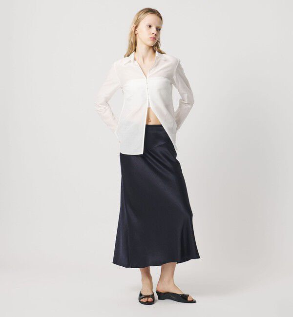 ATTISESSION「＜ATTISESSION＞サテン カットオフ ミディアム スカート」|スカート|NAVY