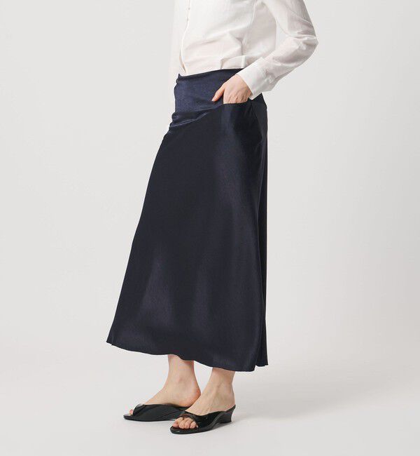 ATTISESSION「＜ATTISESSION＞サテン カットオフ ミディアム スカート」|スカート|