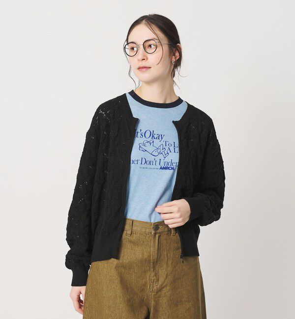 BEAUTY&YOUTH UNITED ARROWS「【WEB限定 Wardrobe DAILY MINIMAL】レース ジップカーディガン ウォッシャブル」|カーディガン|