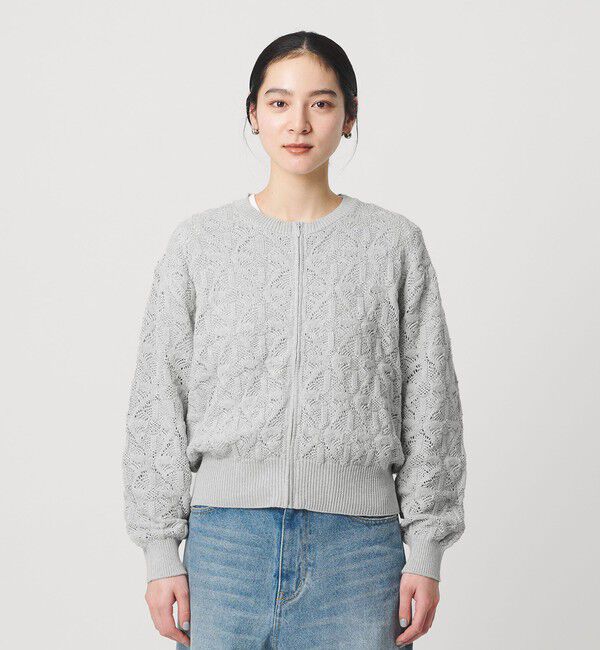 BEAUTY&YOUTH UNITED ARROWS「【WEB限定 Wardrobe DAILY MINIMAL】レース ジップカーディガン ウォッシャブル」|カーディガン|