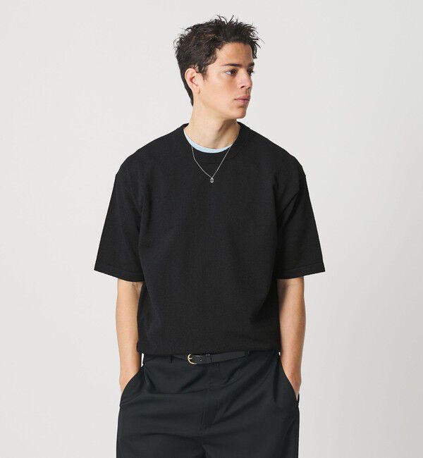 BEAUTY&YOUTH UNITED ARROWS「KNITEE クリンプコットン クルーネック ニット Tシャツ ウォッシャブル」|ニット・セーター|