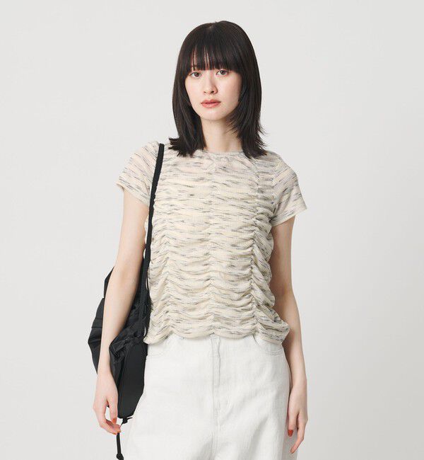 BEAUTY&YOUTH UNITED ARROWS「【WEB限定】カスリボーダー シャーリングトップス 2WAY」|Tシャツ・カットソー|LT.BLUE